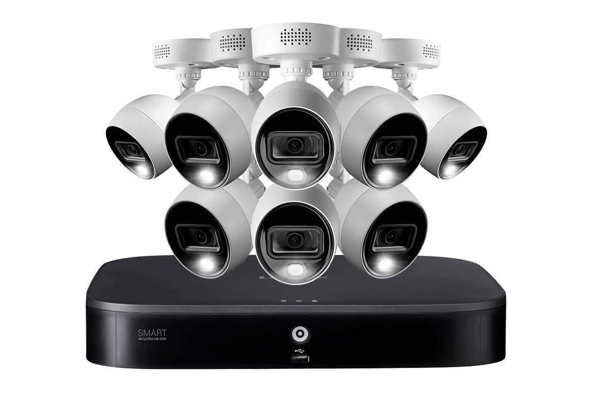 4K 8-channel 2TB Wired DVR System with 8 Active Deterrence Cameras