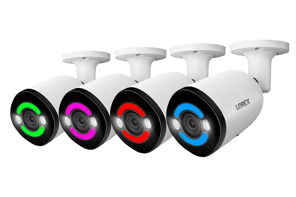 Lorex 4K+ 12MP IP Wired Bullet Security Camera with Smart Security Lighting (4-pack)